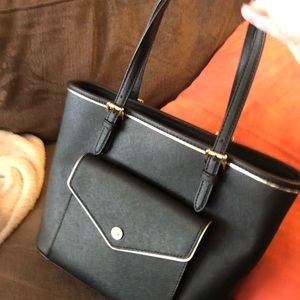 Michael Kors Black Textured Handbag (12x9) 8” drop on handles
